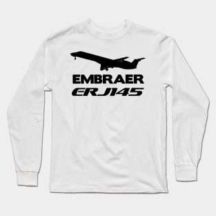 Embraer ERJ145 Silhouette Print (Black) Long Sleeve T-Shirt